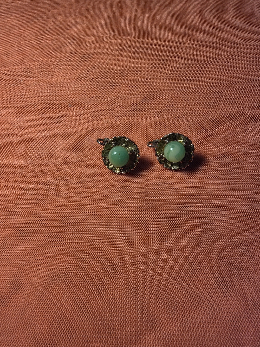 Green Stone Floral Halo Clip On Earrings - Women Jewelry